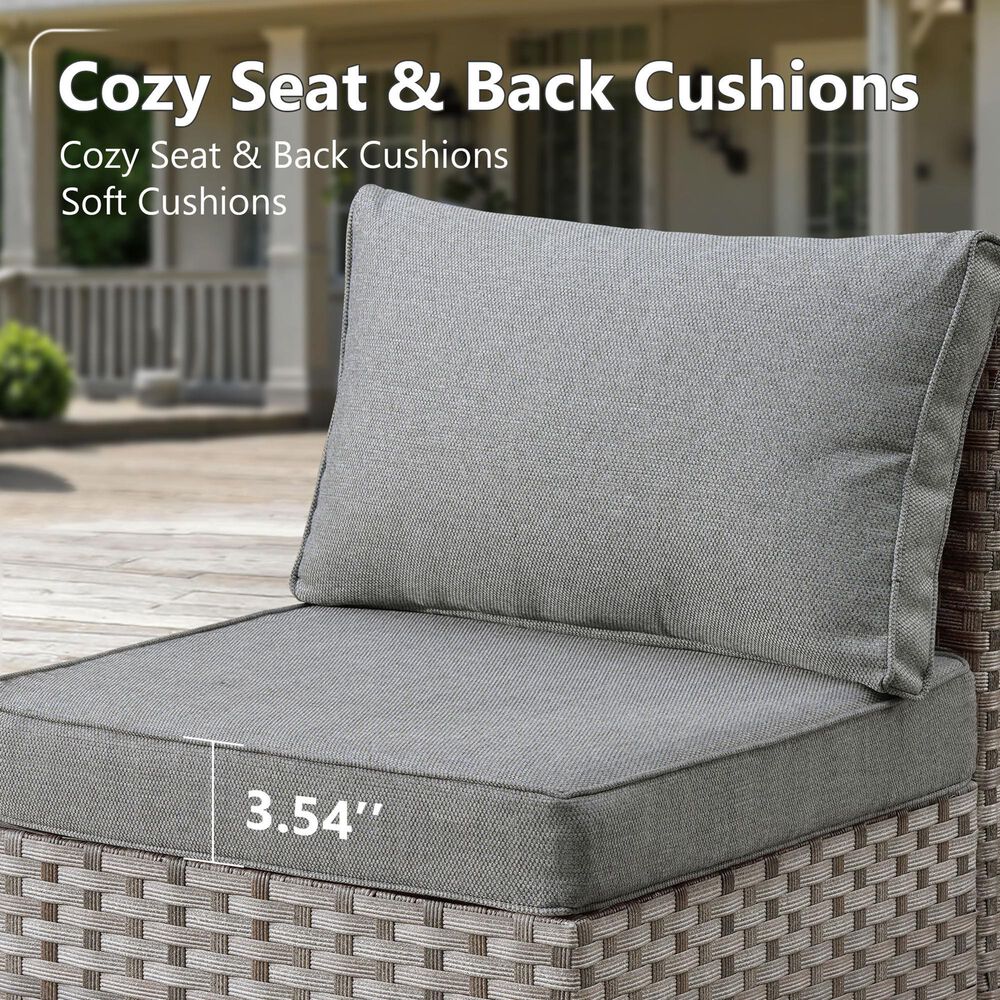 HOMLUX 9-Piece Wicker Sectional Patio Furniture Set in Dark Gray, , large