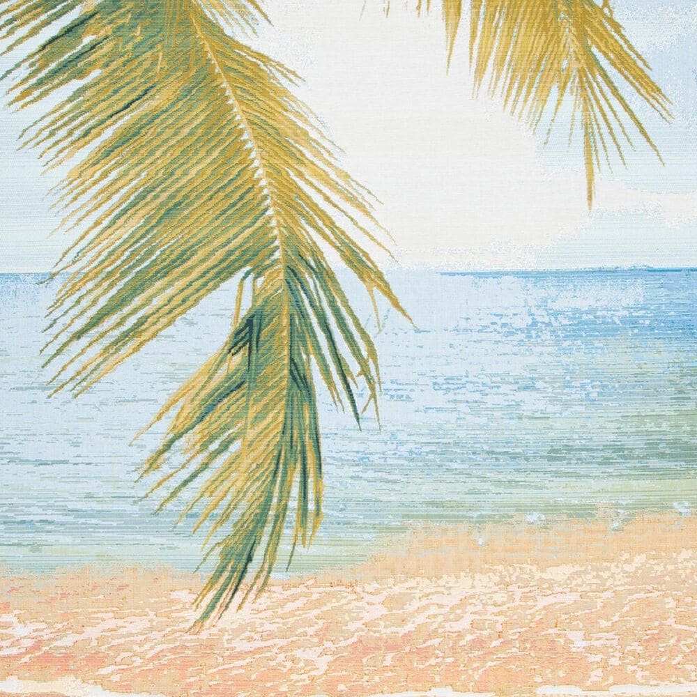 Safavieh Barbados Tropical Beac 5&#39;3&quot; Square Gold and Blue Indoor/Outdoor Area Rug, , large