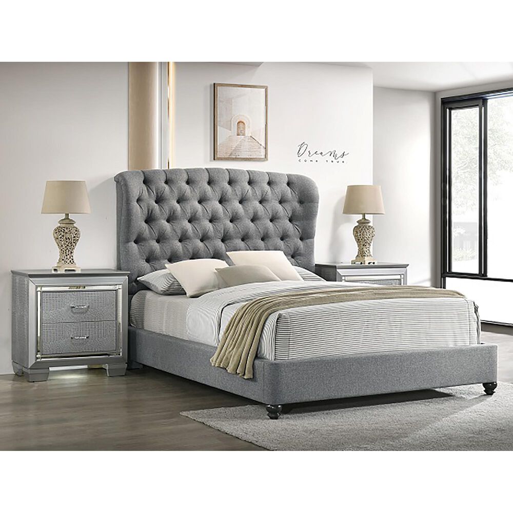 Claremont Linda King Upholstered Bed in Gray NFM