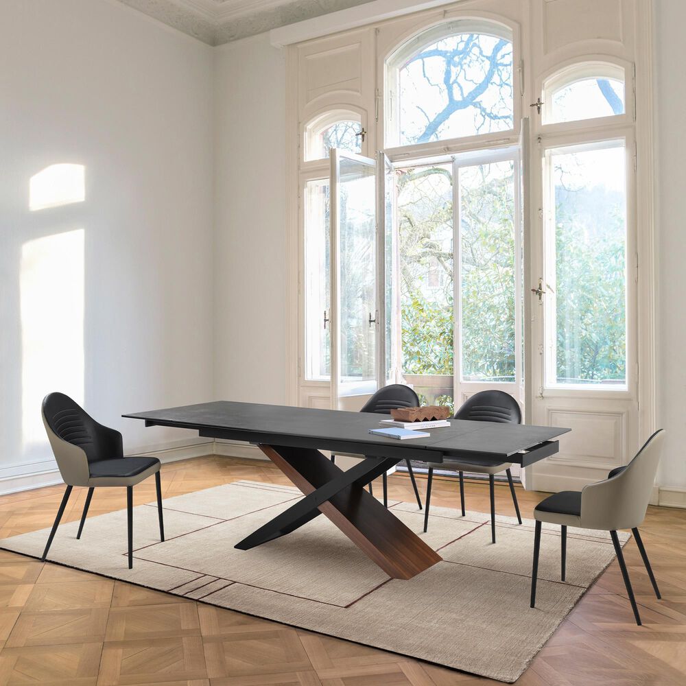 Blue River Milena Extendable Dining Table in Shadow, Walnut and Black - Table Only, , large