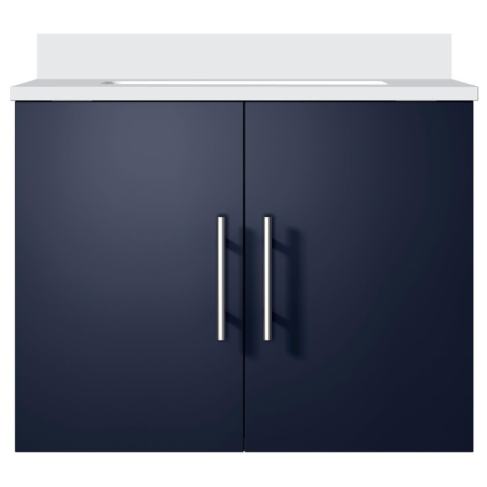 Lexora Home Geneva 24&quot; Single Bathroom Vanity in Navy Blue with 2 cm White Cultured Marble Top and Rectangular Sink, , large