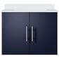 Lexora Home Geneva 24" Single Bathroom Vanity in Navy Blue with 2 cm White Cultured Marble Top and Rectangular Sink, , large