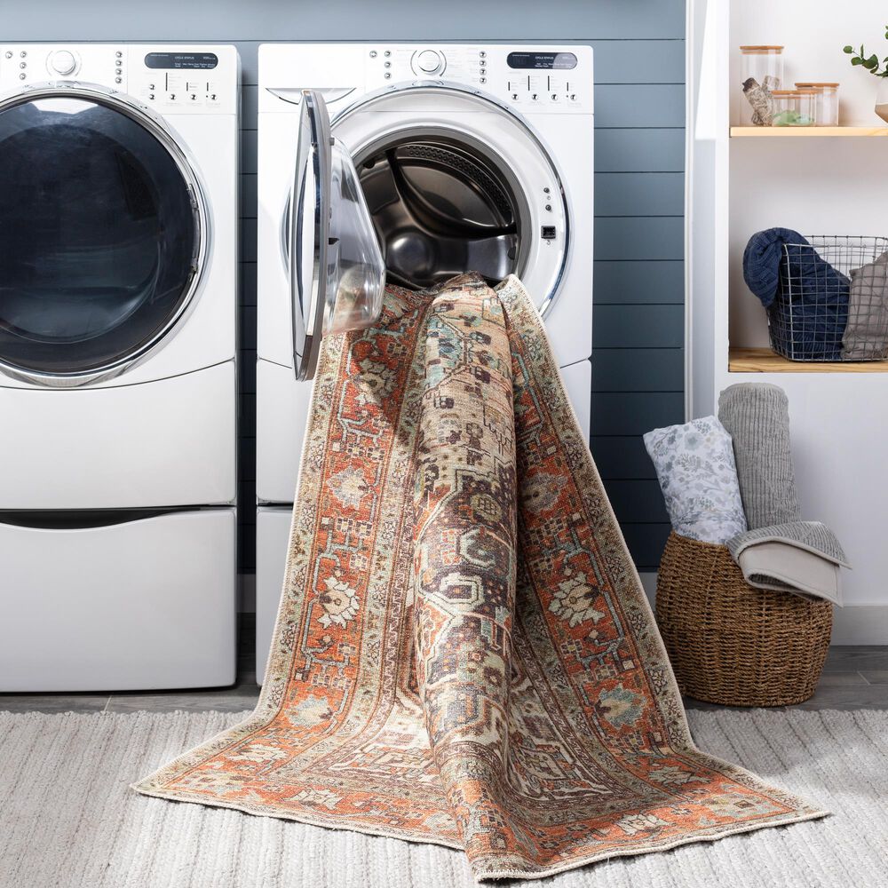 Surya Amelie AML-2343 5&#39;3&quot; x 7&#39;3&quot; Blue, Gray, Orange, Brown and Beige Area Rug, , large