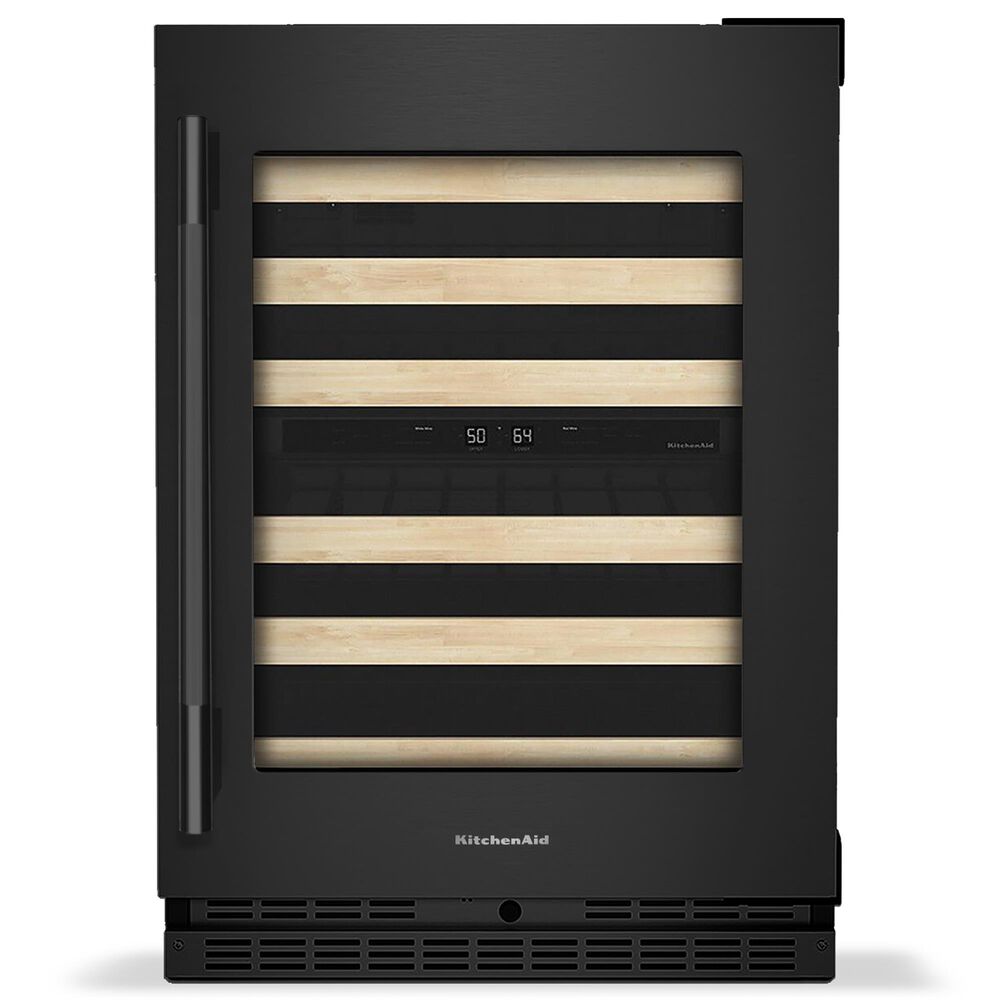 KitchenAid 24" Undercounter Wine Cellar with Full-Extension Wood-Front Racks and Right Hinge in Black Ore, , large