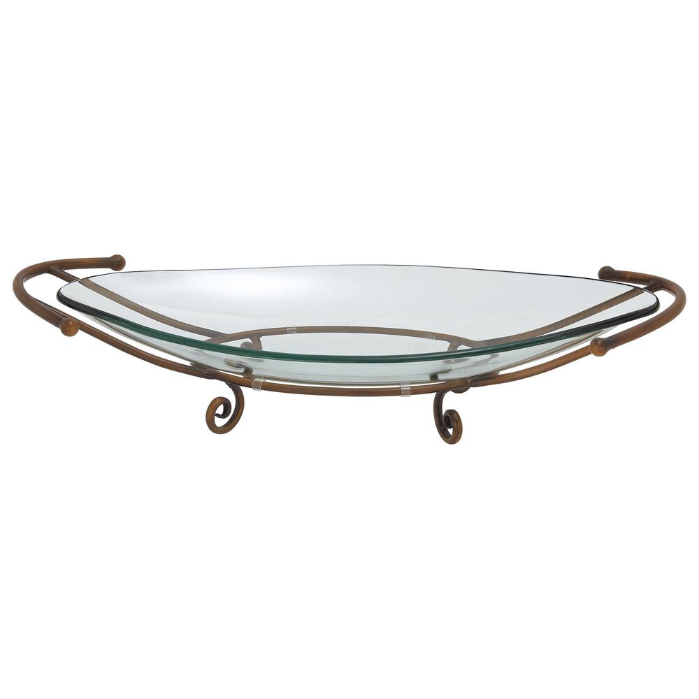 Maple and Jade 6" x 30" Bowl with Stand in Brass, , large