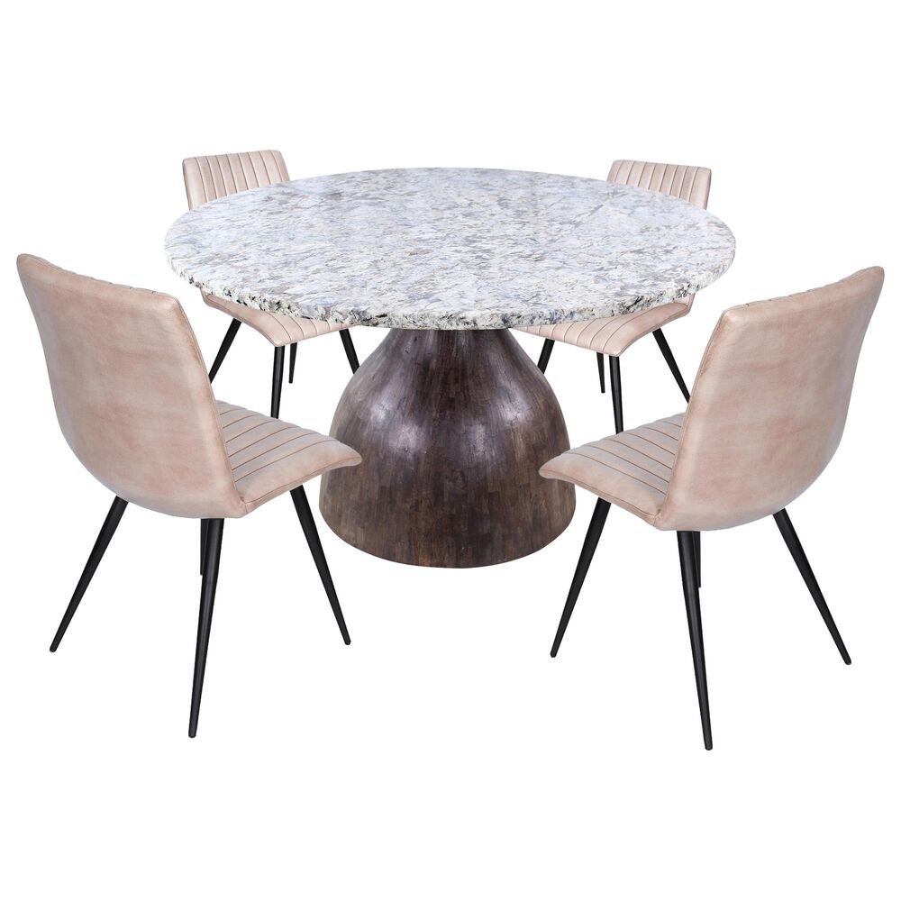 Home Trends & Design Solomon and Essex Chelsea 5-Piece Round Dining Set in Alaska White, Blackwash and Black, , large