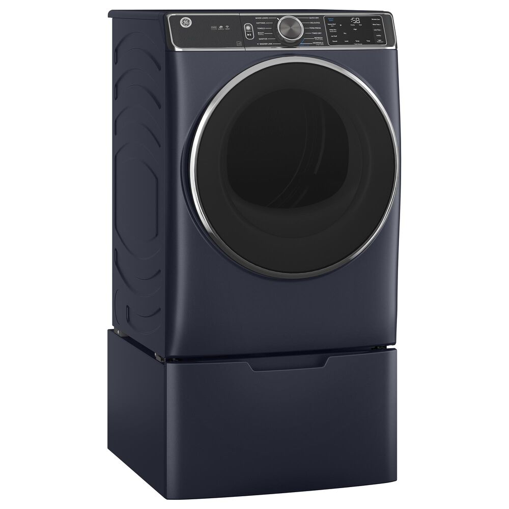 GE Appliances 5 Cu. Ft. Front Load Washer and 7.8 Cu. Ft. Gas Dryer Laundry Pair with Pedestal in Sapphire Blue, , large