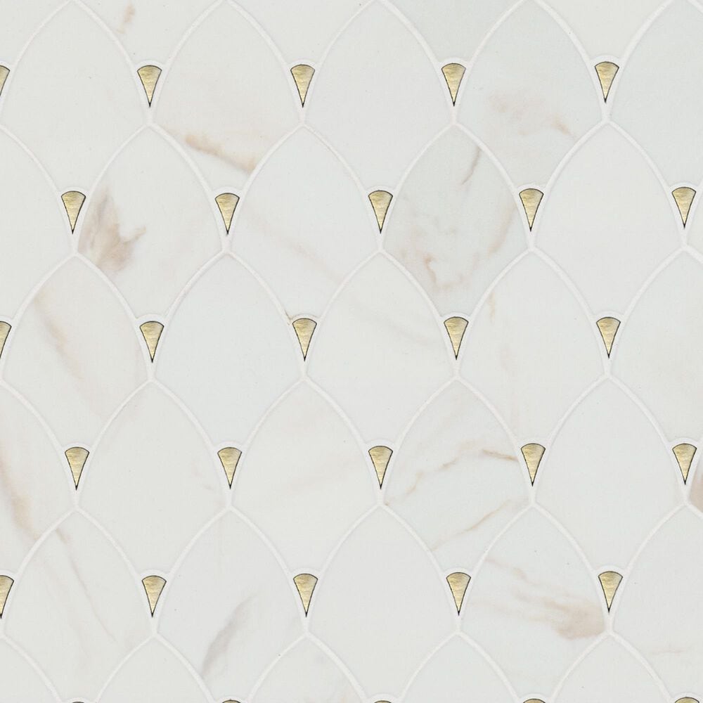 MS International Citadel Gold Trident 11&quot; x 12&quot; Glass Mosaic Sheet, , large