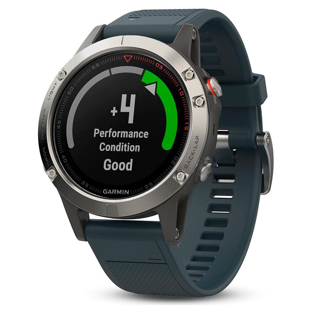 Garmin Fenix 5 - Silver with Granite Blue Band, , large