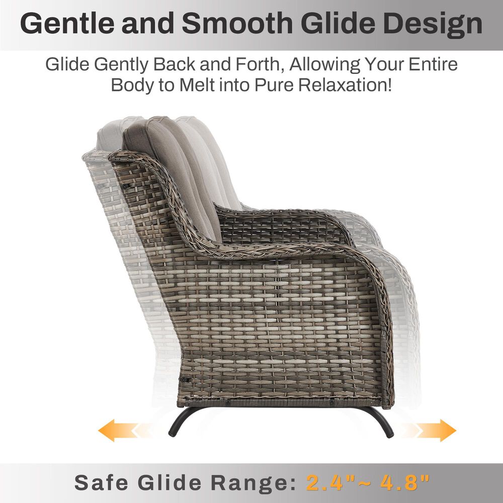Sunwell Garden Outdoor Glider Loveseat in Gray, , large