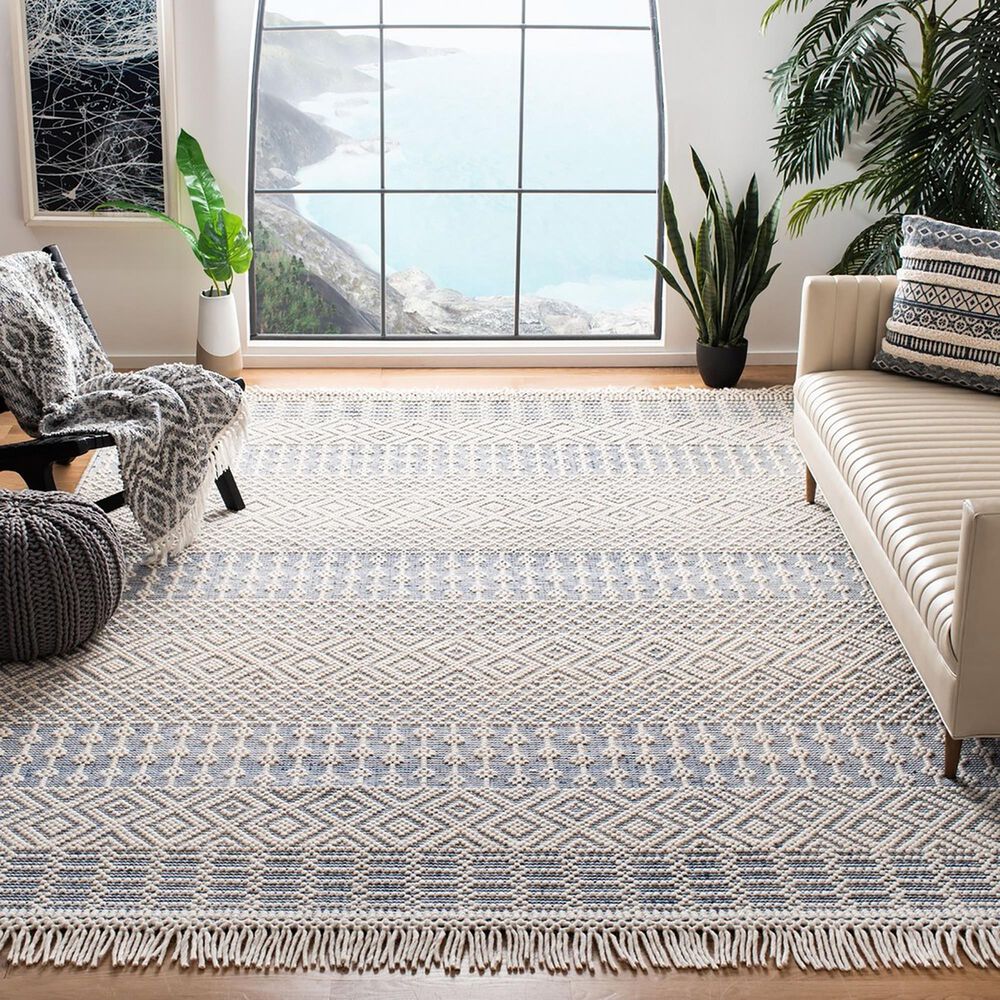 Safavieh Natura NAT852M 9&#39; x 12&#39; Ivory and Blue Area Rug, , large