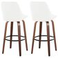 LumiSource Diana 30" Swivel Barstool with White Faux Leather Upholstery in Walnut and Black (Set of 2), , large