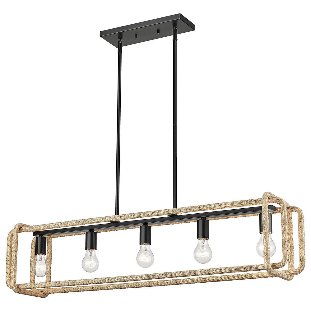 Golden Lighting Camden 5-Light Linear Pendant in Matte Black and Natural, , large