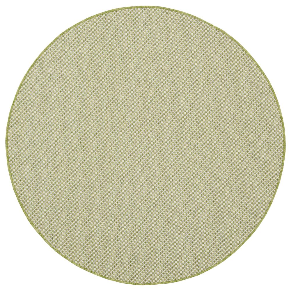 Nourison Courtyard Ivory and Green 4" Round Indoor/Outdoor Area Rug, , large
