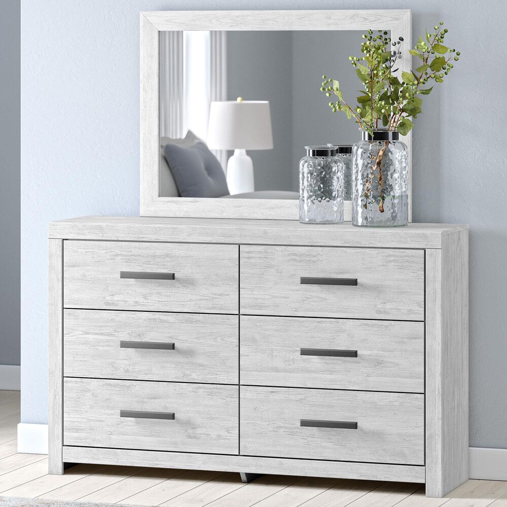 Ashley Cayboni 6 Drawer Dresser and Mirror in Whitewash, , large