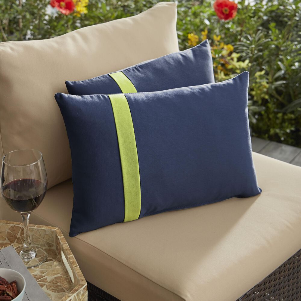 Sorra Home Sunbrella 12" x 24" Pillow in Canvas Navy (Set of 2), , large