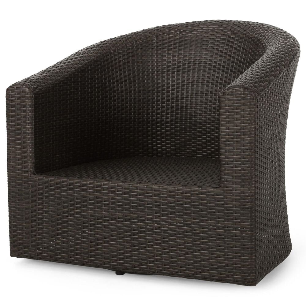 Hearth and Haven Outdoor Wicker Swivel Chair in Khaki, , large