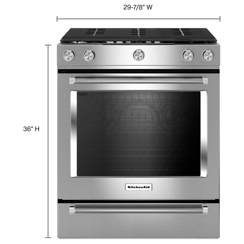 KitchenAid 2-Piece Kitchen Package with 30&quot; Gas Range and 1.1 Over-the-Range Microwave in Stainless Steel, , large