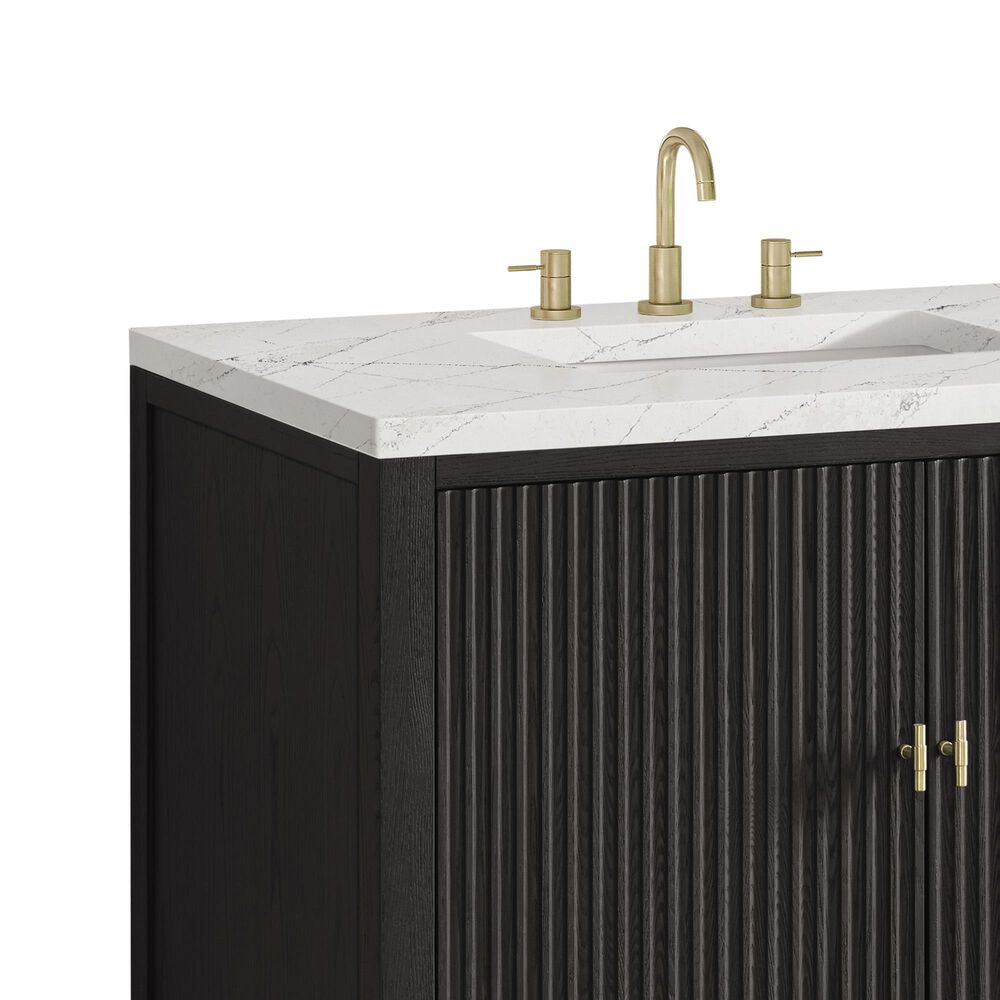 James Martin Vanities Myrrin 36&quot; Vanity in Carbon Oak with 3 cm Ethereal Noctis Quartz Top, , large