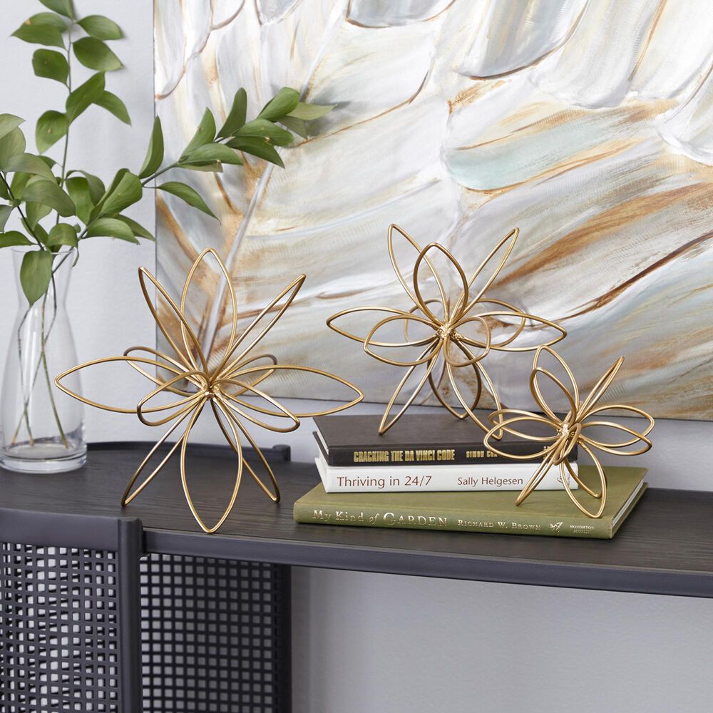 CosmoLiving by Cosmopolitan 3D Geometric Sculpture in Gold &#40;Set of 3&#41;, , large