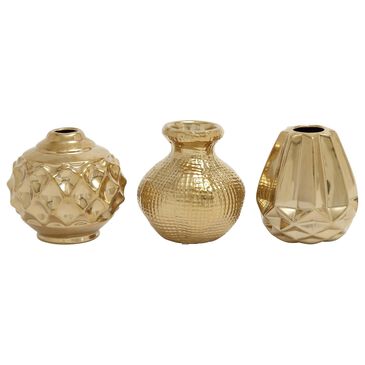 Maple and Jade 6" Glam Vase in Gold (Set of 3), , large