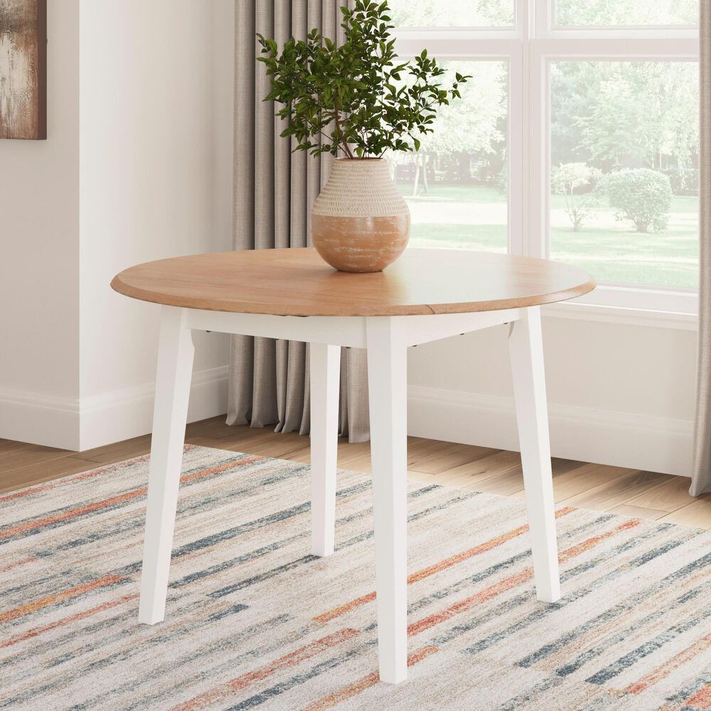 Ashley Dropleaf Table in Natural and White, , large