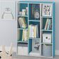 HOMLUX 11-Cube Reversible Open Shelf Bookshelf in Light Blue and White, , large