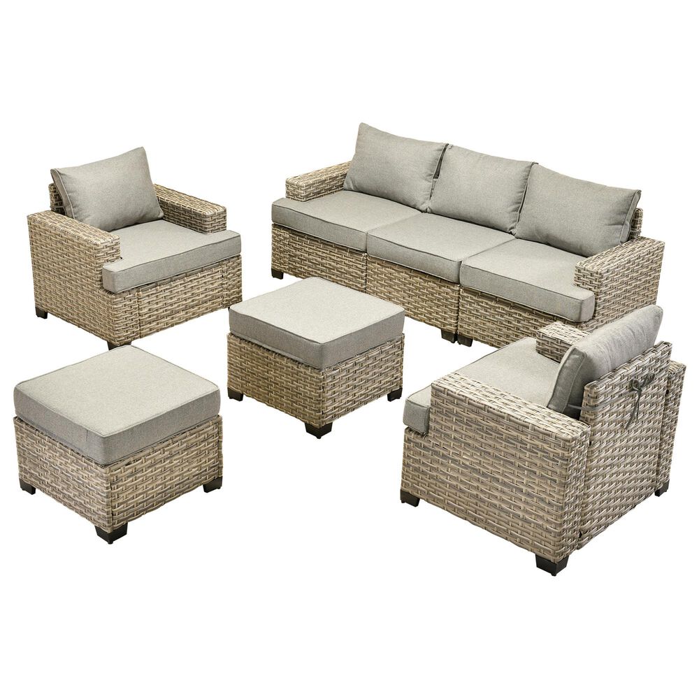 HOMLUX 7-Piece Modular Patio  Conversation Set in Dark Gray, , large