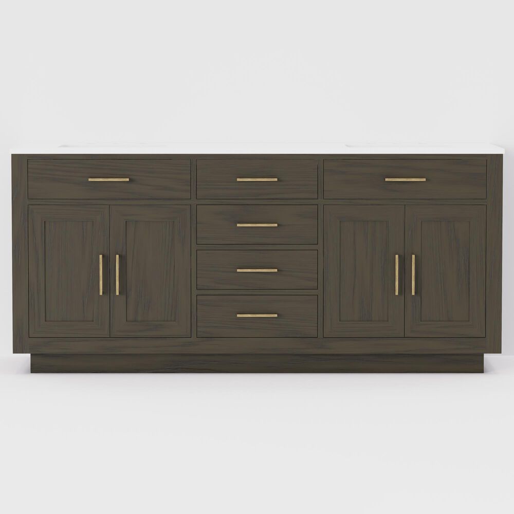 Lexora Home Abbey 72&quot; Double Bathroom Vanity in Brown Oak with 2 cm White Quartz Top and Rectangular Sinks, , large