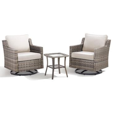 Sunwell Garden 3-Piece Patio Swivel Glider Set with 19" Side Table in Beige, , large