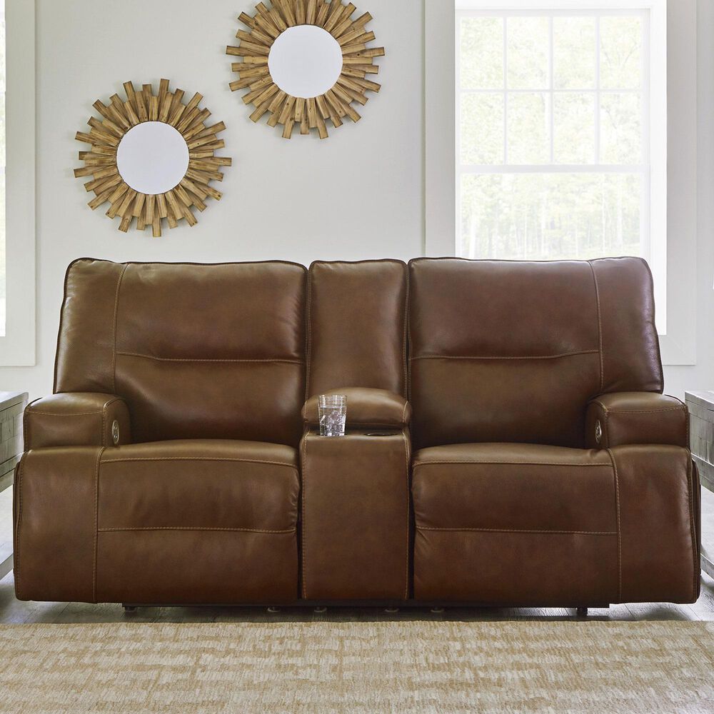 Ashley Francesca Power Reclining Loveseat with Console in Auburn, , large