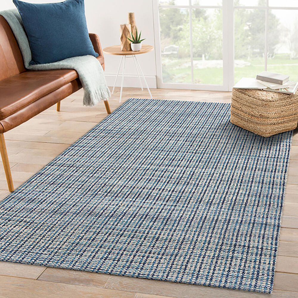 L&amp;R Resources Bleached Naturals 5&#39; x 7&#39;9&quot; Bleach, Blue and Ivory Area Rug, , large