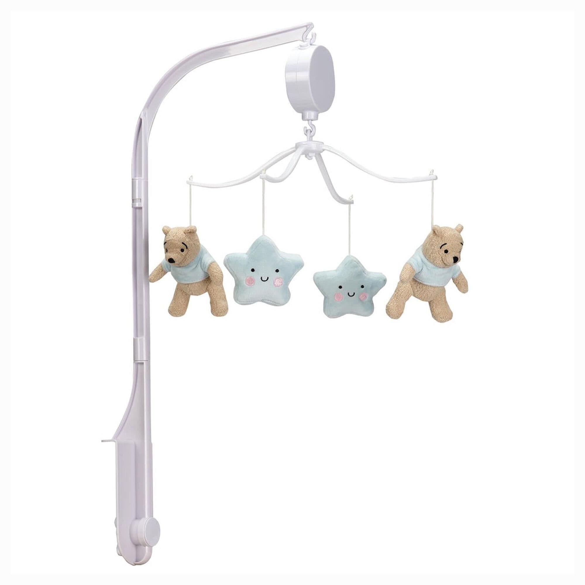 Lambs and Ivy Starlight Pooh Musical Baby Crib Mobile in Blue Brown and Yellow NFM