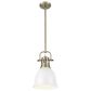 Golden Lighting Duncan 1-Light Small Pendant with Rod and Matte White Shade in Aged Brass, , large
