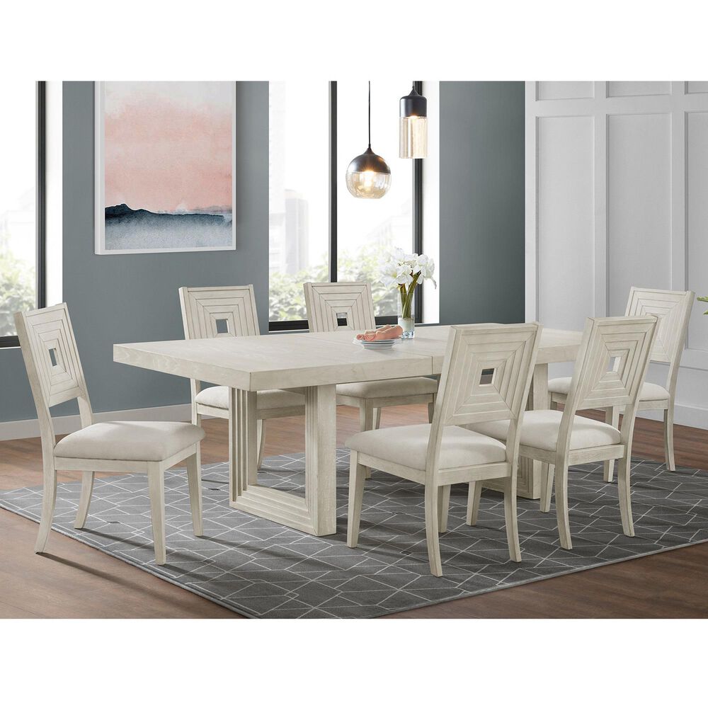 Elements Avalanche 7-Piece Rectangular Dining Set in Antique White, , large