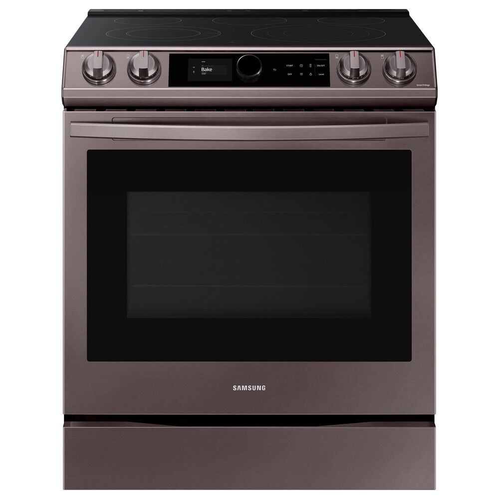 Samsung 6.3 Cu. Ft. Front Control Slide-in Electric Range with Smart Dial, Air Fry and Wi-Fi in Tuscan Stainless Steel, , large