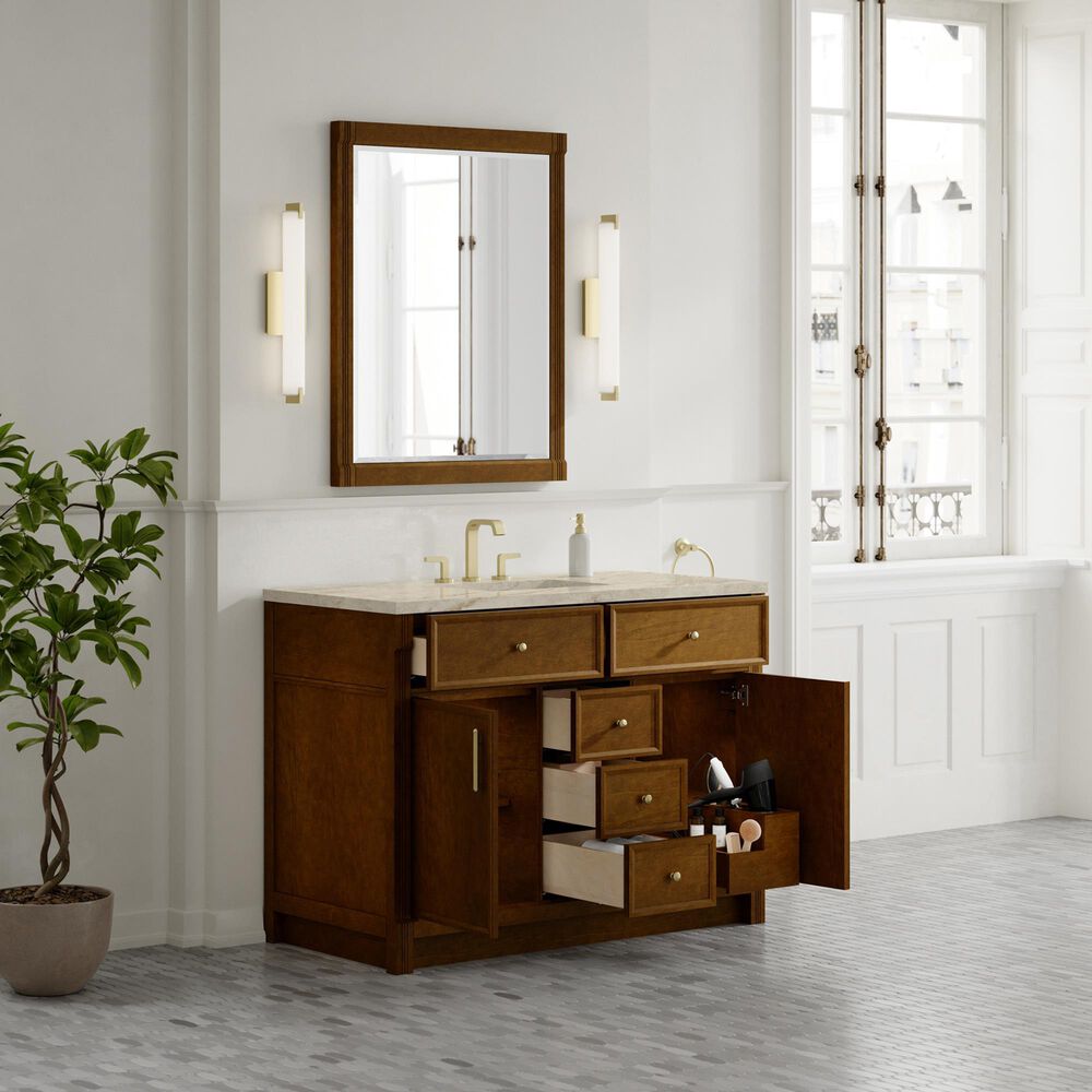 James Martin Bellshire 48" Single Bathroom Vanity in Honey Oak with 3 cm Tajnar Eclos Top and Rectangular Sink, , large