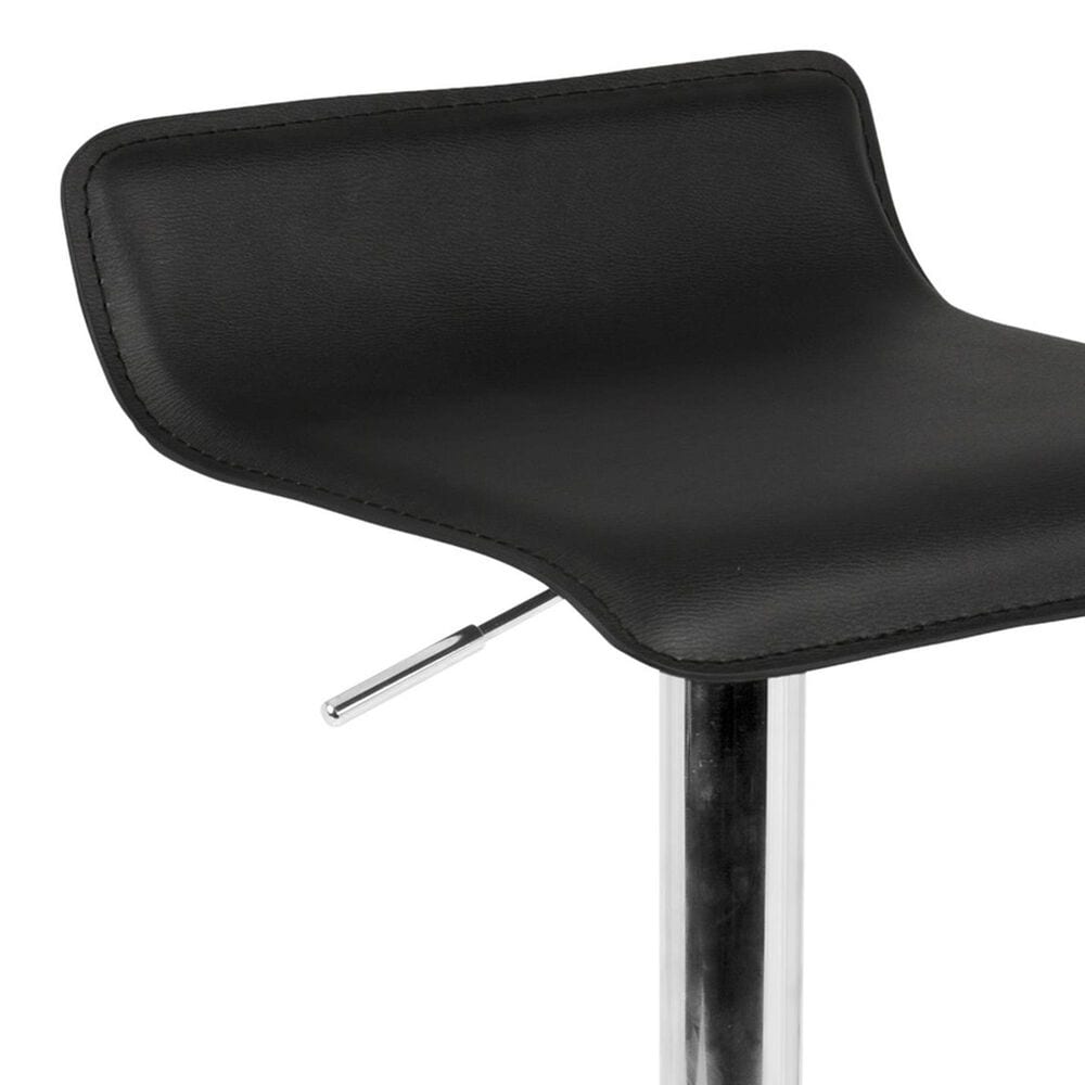 Lumisource Ale Swivel Adjustable Barstool with Black Seat in Chrome &#40;Set of 2&#41;, , large