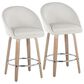 LumiSource Matisse 26" Swivel Counter Stool with Cream Fabric Upholstery in Whitewashed and Chrome (Set of 2), , large