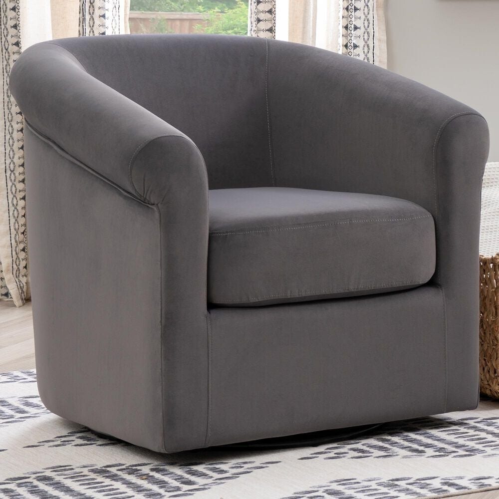 Linon Home Decor Bonnie Swivel Chair in Grey, , large