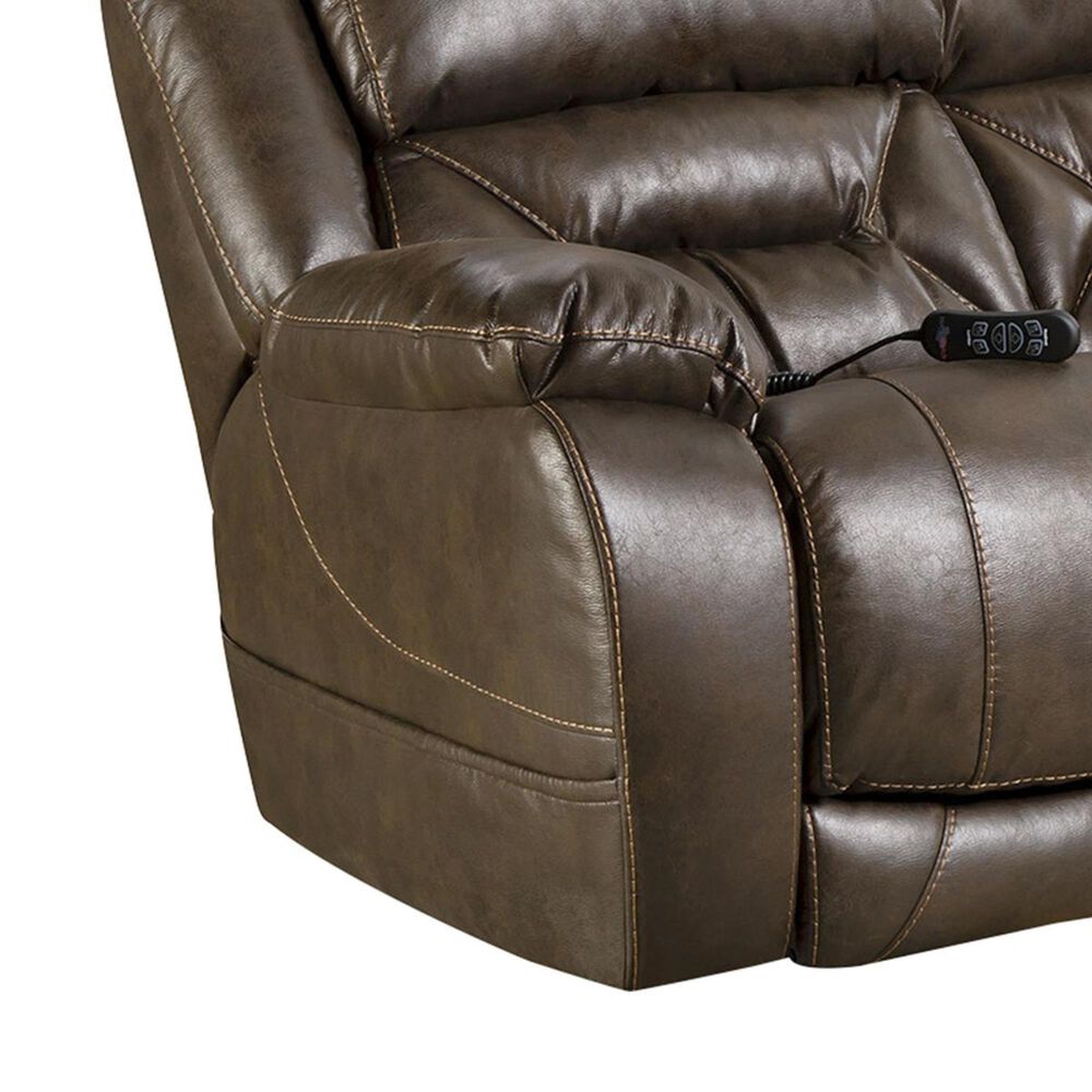 HomeStretch Power Reclining Sofa with Headrest and Lumbar in Walnut