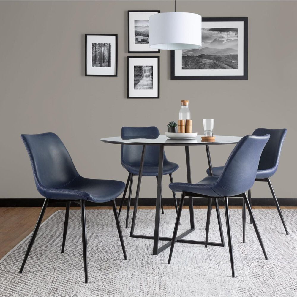 LumiSource Durango Side Chair with Blue Upholstered in Black (Set of 2), , large