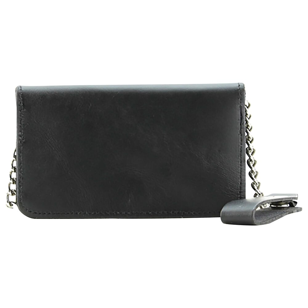 Black Canyon Outfitters 6&quot; Leather Wallet with Buffalo Nickel Snap Chain in Black, , large
