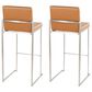 LumiSource Fuji Stackable Barstool with Camel Faux Leather in Stainless Steel (Set of 2), , large