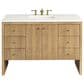 James Martin Vanities Hudson 48" Single Bathroom Vanity in Light Natural Oak with 3 cm White Zeus Quartz Top and Rectangular Sink, , large