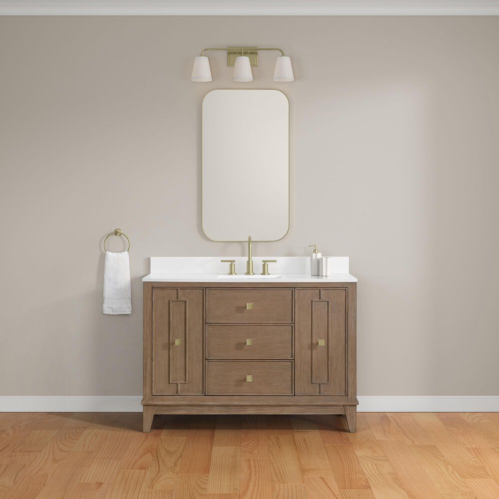 37B Kinsale 48" Single Bathroom Vanity Cabinet in Walnut Drift with White Composite Stone Top and Backsplash, , large