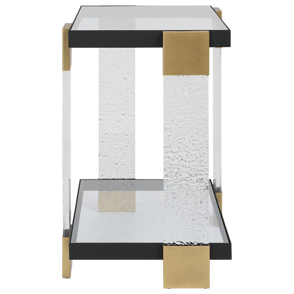Uttermost Bendena Side Table in Satin Black and Brass, , large
