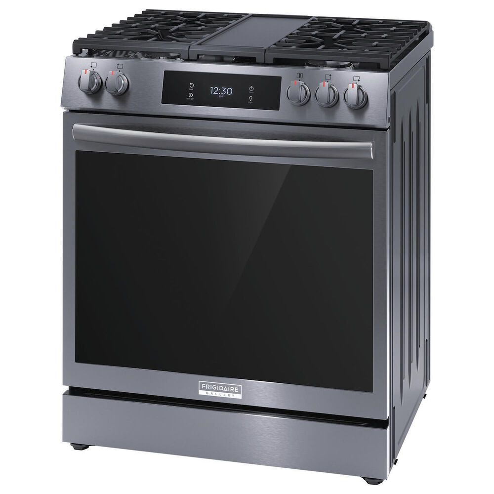 Frigidaire Gallery 30" Front Control Gas Range with Total Convection in Black Stainless Steel, , large