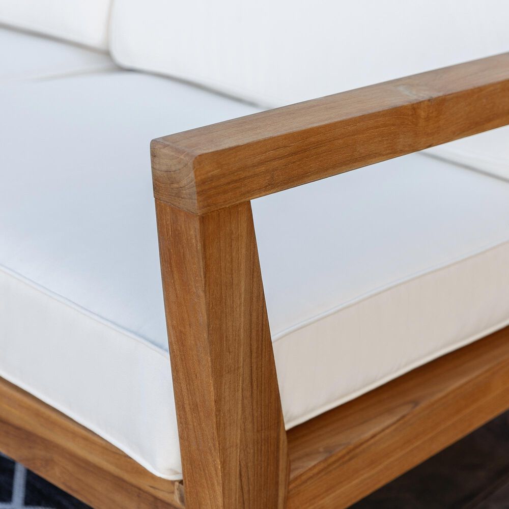 Linon Home Decor Carenen Outdoor 3-Seat Sofa with White Cushions in Natural, , large