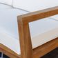 Linon Home Decor Carenen Outdoor 3-Seat Sofa with White Cushions in Natural, , large